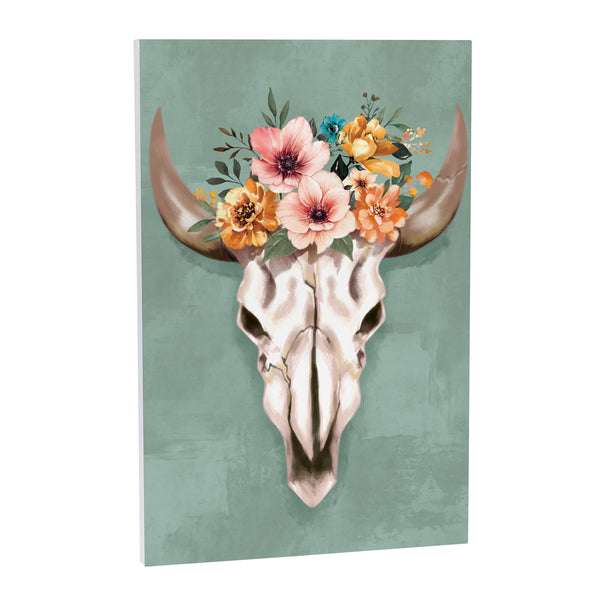 Plow & Hearth Southwest Pueblo Indoor Wall Décor Wood Steer Skull 24"x16"