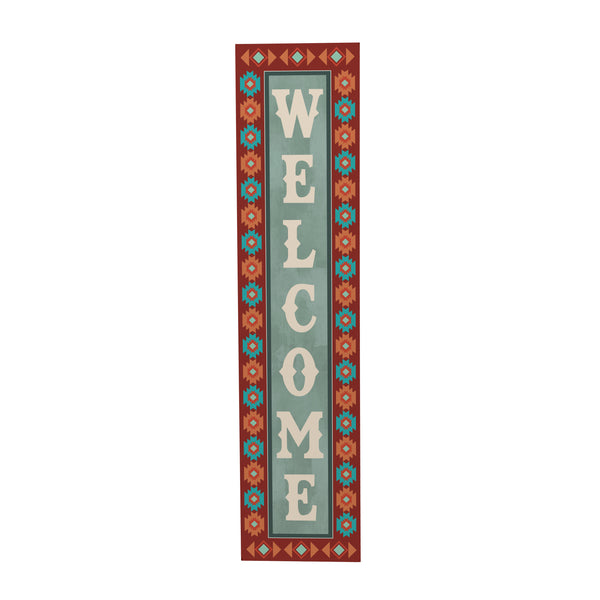 Plow & Hearth Southwest Pueblo Porch Leaner Aztec "Welcome" 46"H