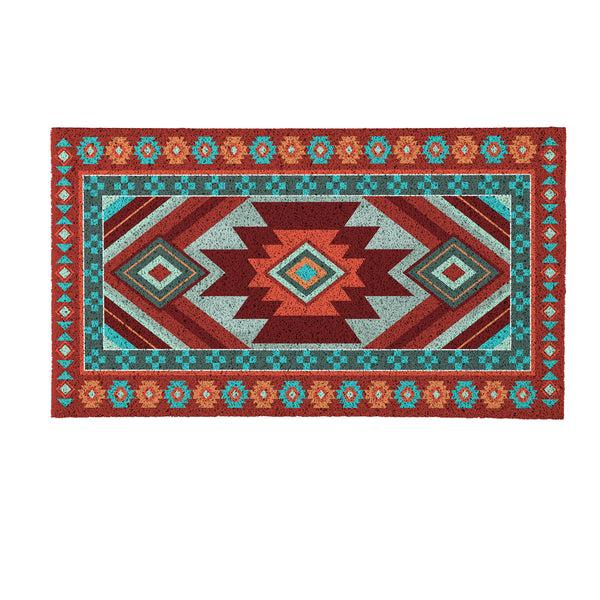 Plow & Hearth Southwest Pueblo PVC Trapper Mat Aztec 28"x16"