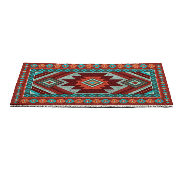 Plow & Hearth Southwest Pueblo PVC Trapper Mat Aztec 28"x16"