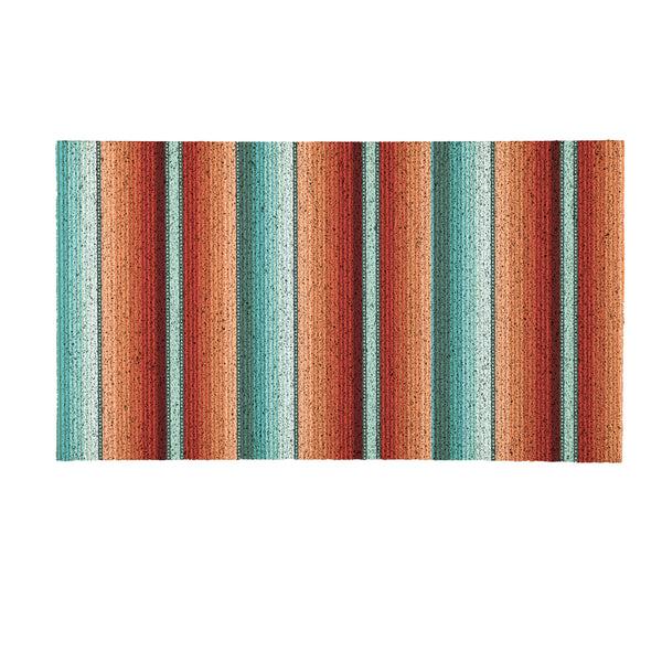 Plow & Hearth Southwest Pueblo PVC Trapper Mat Serape Stripe 28"x16"