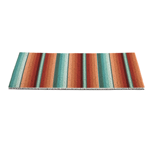 Plow & Hearth Southwest Pueblo PVC Trapper Mat Serape Stripe 28"x16"