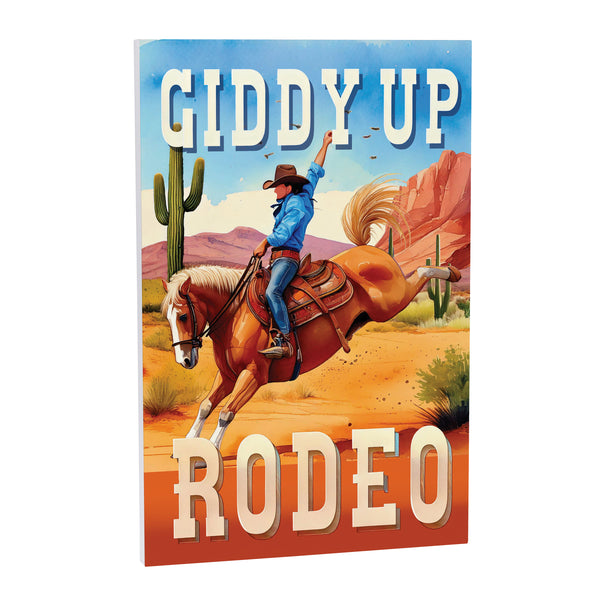 Plow & Hearth Southwest Rodeo Indoor Wall Décor Wood Cowboy Giddy Up 24"x16"