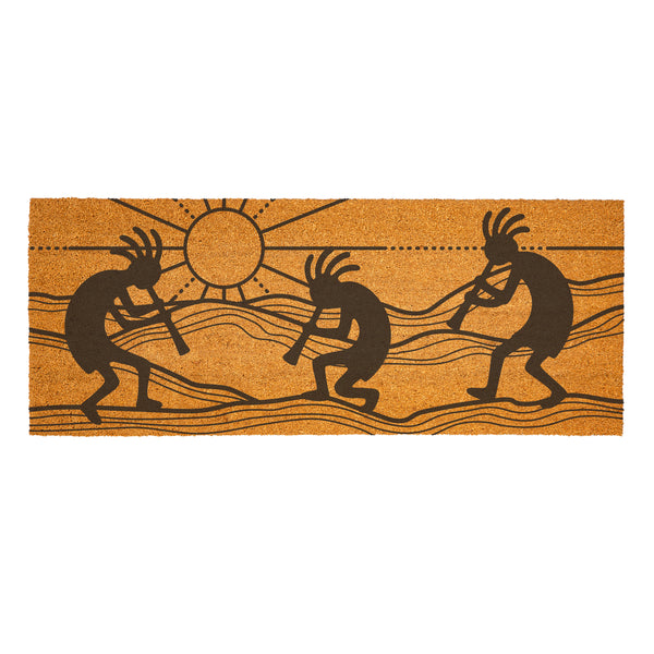 Plow & Hearth Southwest Sunrise Coir Mat Kokopelli Trio 60"x24"