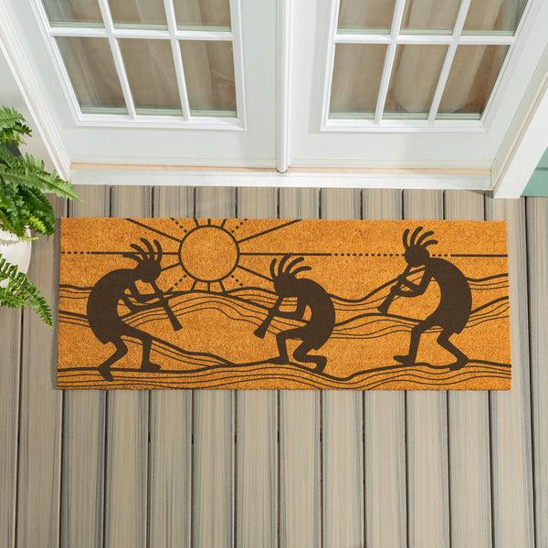 plow & hearth Southwest Sunrise Coir Mat Kokopelli Trio 60"x24"