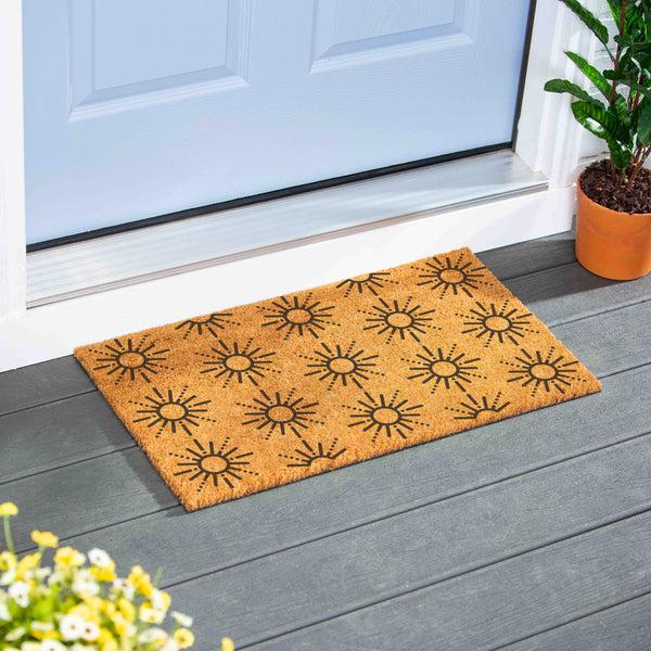 plow & hearth Southwest Sunrise Coir Mat Sun Motif 28"x16"