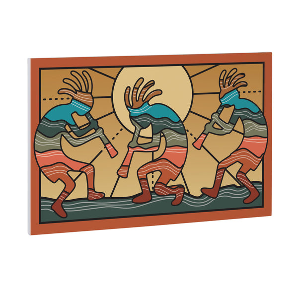 Plow & Hearth Southwest Sunrise Indoor Wall Décor Wood Kokopelli Trio 24"x16"