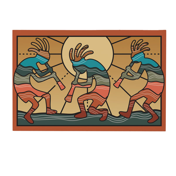 Plow & Hearth Southwest Sunrise Indoor Wall Décor Wood Kokopelli Trio 24"x16"