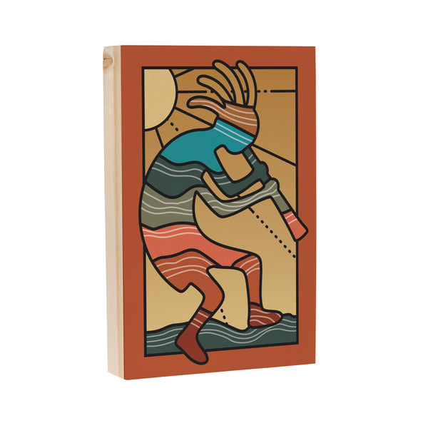 Plow & Hearth Southwest Sunrise Sign Wood Block Kokopelli 12"L X 8"H