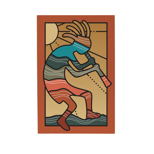 Plow & Hearth Southwest Sunrise Sign Wood Block Kokopelli 12"L X 8"H