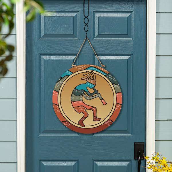 plow & hearth Southwest Sunrise Wood Door Décor Kokopelli 18"