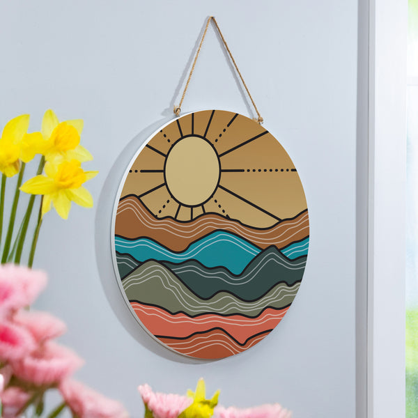 Plow & Hearth Southwest Sunrise Wood Door Décor Landscape 18"