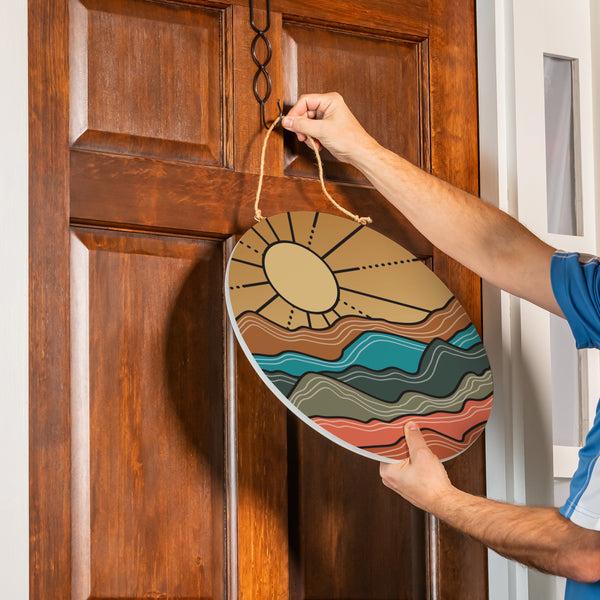 Plow & Hearth Southwest Sunrise Wood Door Décor Landscape 18"
