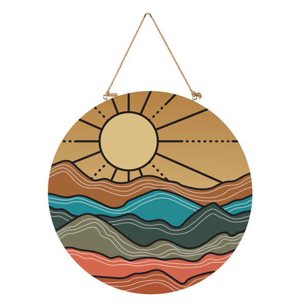 Plow & Hearth Southwest Sunrise Wood Door Décor Landscape 18"