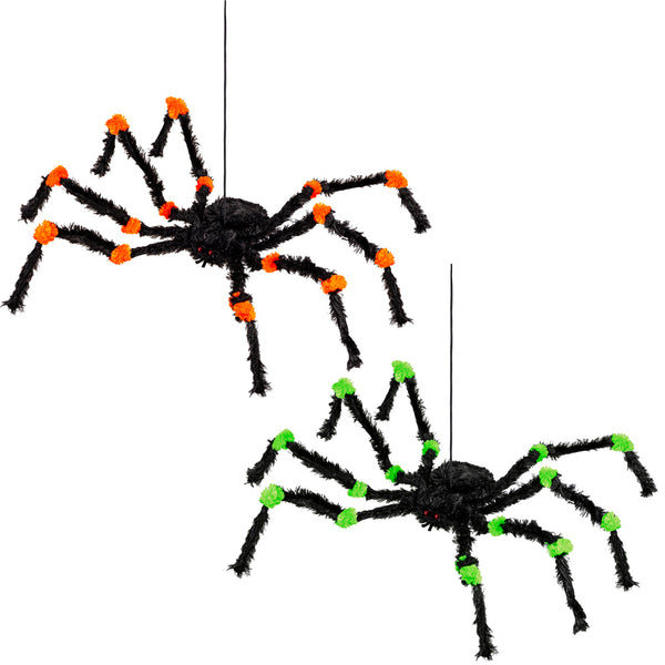 Plow & Hearth Spider Hanging Décor Orange & Green Set Of 2