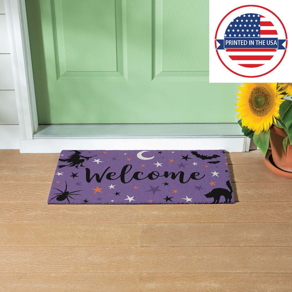 Plow & Hearth Spooky Welcome PVC Trapper Doormat 28"x16"