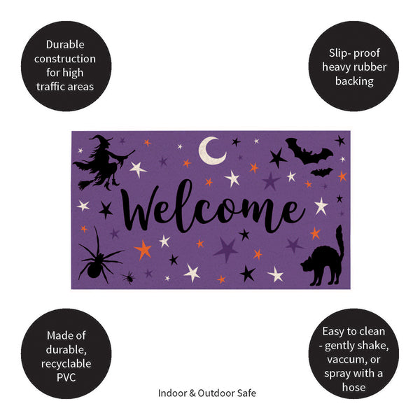 Plow & Hearth Spooky Welcome PVC Trapper Doormat 28"x16"
