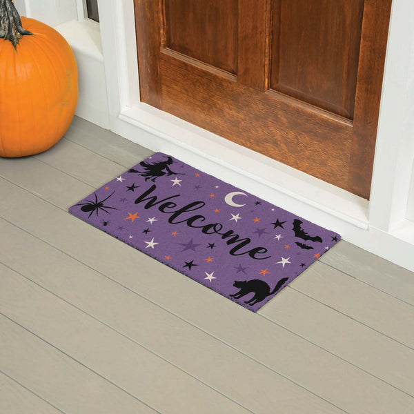 plow & hearth Spooky Welcome PVC Trapper Doormat 28"x16"