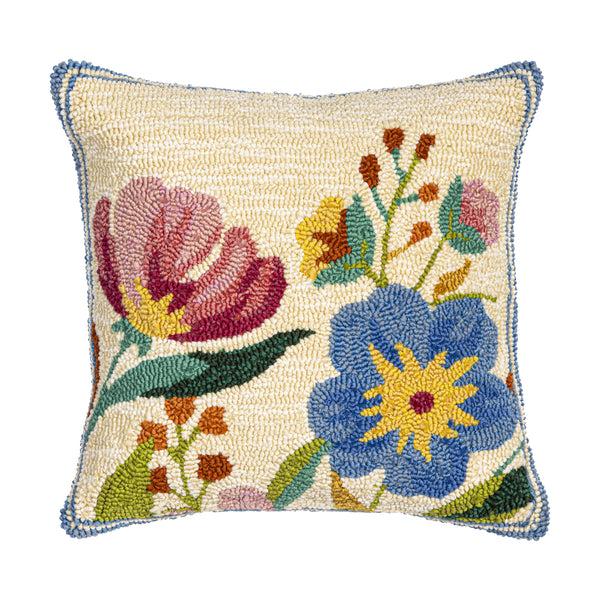 Plow & Hearth Spring Bloom Indoor/Outdoor Hooked Pillow 18"x18"