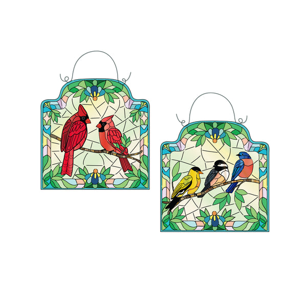 plow & hearth Stained Glass Songbirds Double Sided Door Decor