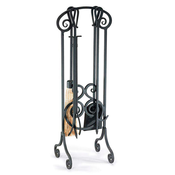 plow & hearth Steel Antique Scroll Fireplace Tool Set