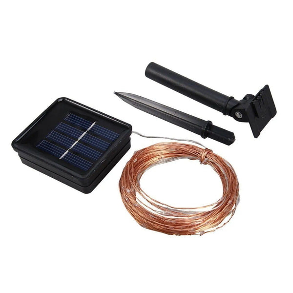 Plow & Hearth String Lights Solar Fairy 200 LED 66ft Waterproof Copper Wire