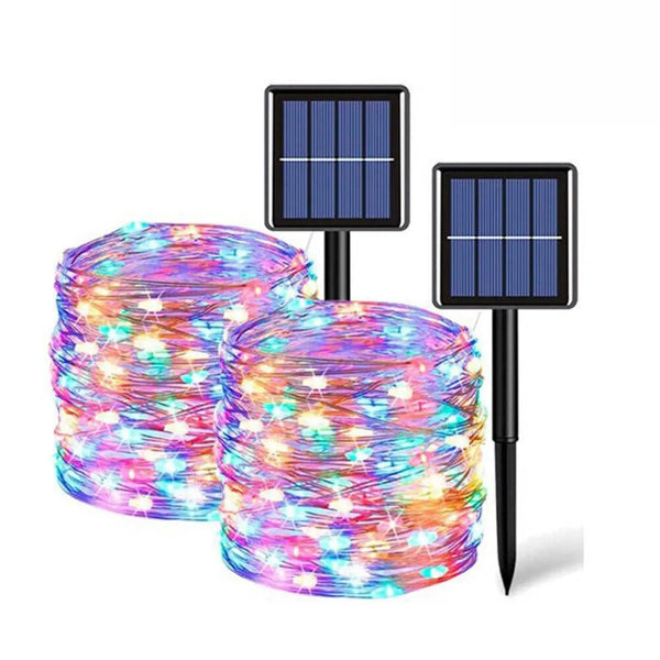 plow & hearth String Lights Solar Fairy 200 LED 66ft Waterproof Copper Wire