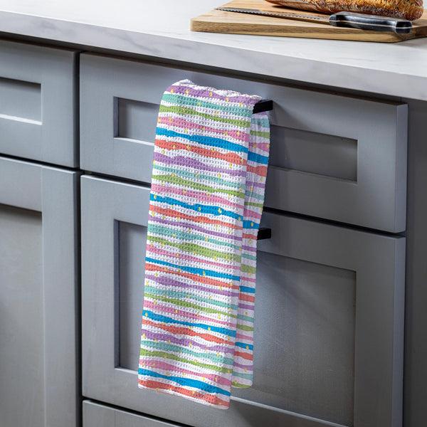 plow & hearth Stripes and Checkers Quick Dry Kitchen Towel 18" x 30"