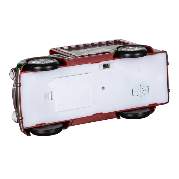 Plow & Hearth Sugar & Stripes Bright LED Table Decor Santa And Mrs. Claus In Truck Plastic Water Lantern 9.5"L