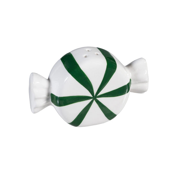Plow & Hearth Sugar & Stripes Bright Salt & Pepper Shakers Ceramic Peppermint Candy Set