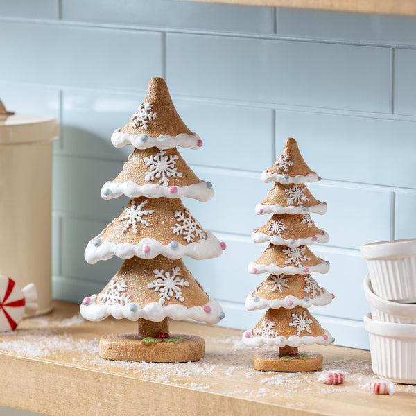plow & hearth Sugar & Stripes Bright Table Décor Gingerbread Tree Resin Set