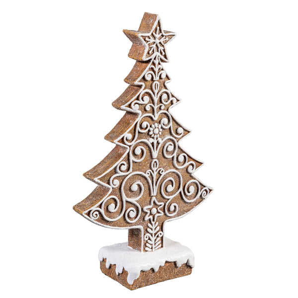 Plow & Hearth Sugar & Stripes Bright Table Décor Resin Gingerbread Tree Set Of 2