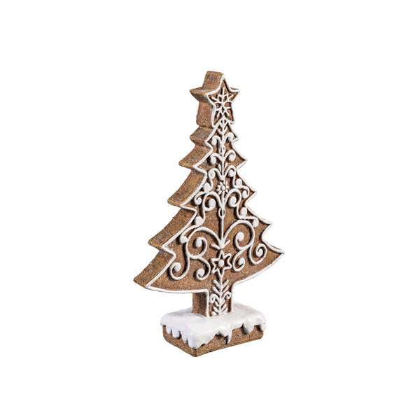 Plow & Hearth Sugar & Stripes Bright Table Décor Resin Gingerbread Tree Set Of 2