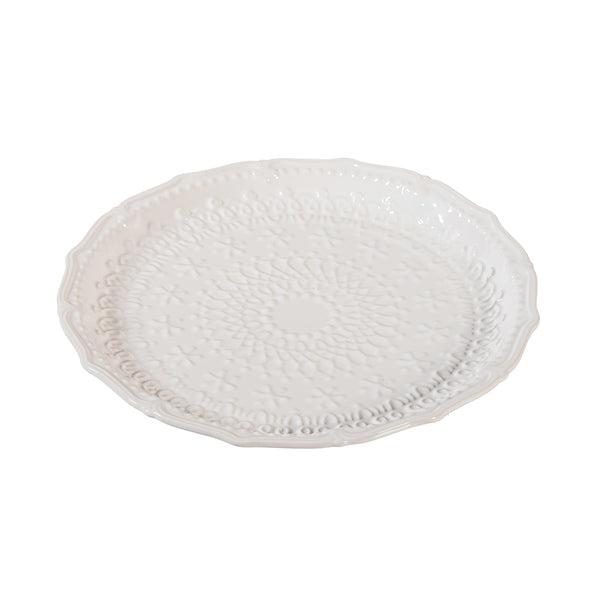 Plow & Hearth Sugar & Stripes Plate Embossed Ceramic Dinner Plate 10.25"