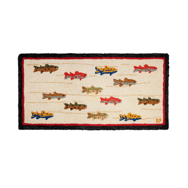 plow & hearth Summer Trout Hand-Hooked Wool Rug 24" x 48"