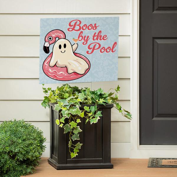 Plow & Hearth Summerween Boos By The Pool Yard Sign 24"x18"