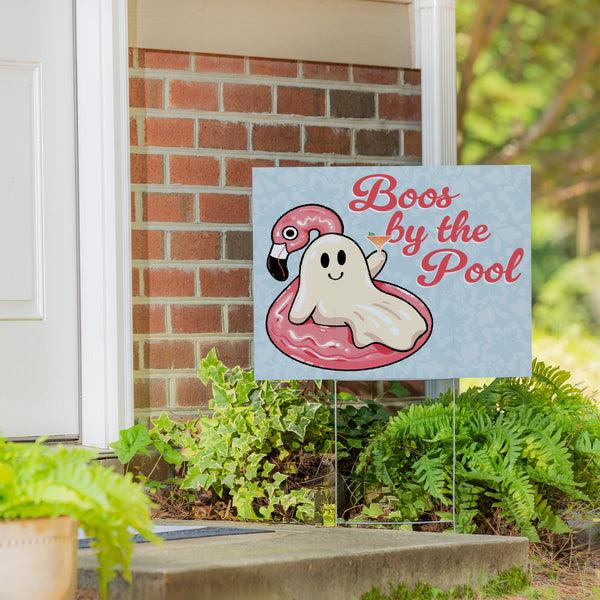 Plow & Hearth Summerween Boos By The Pool Yard Sign 24"x18"