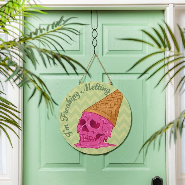 plow & hearth Summerween I'm Freakin' Melting 18" Door Décor