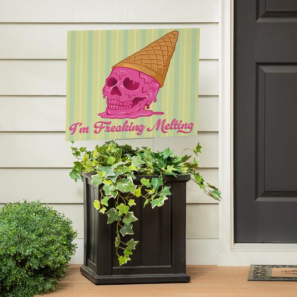 Plow & Hearth Summerween I'm Freakin' Melting Yard Sign 24"x18"