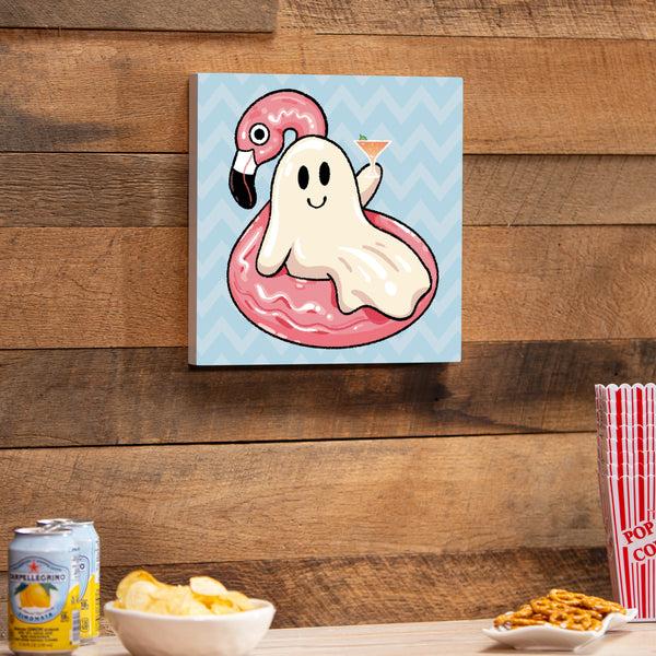 Plow & Hearth Summerween Indoor Wall Decor Ghost In The Pool 12" L X 12" H
