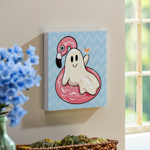 plow & hearth Summerween Indoor Wall Decor Ghost in the Pool 12" L x 12" H