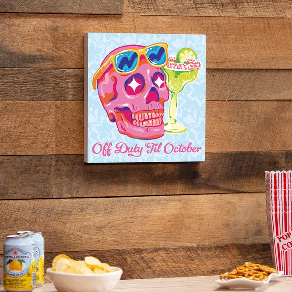 Plow & Hearth Summerween Indoor Wall Decor Off Duty Skull 12" L X 12" H