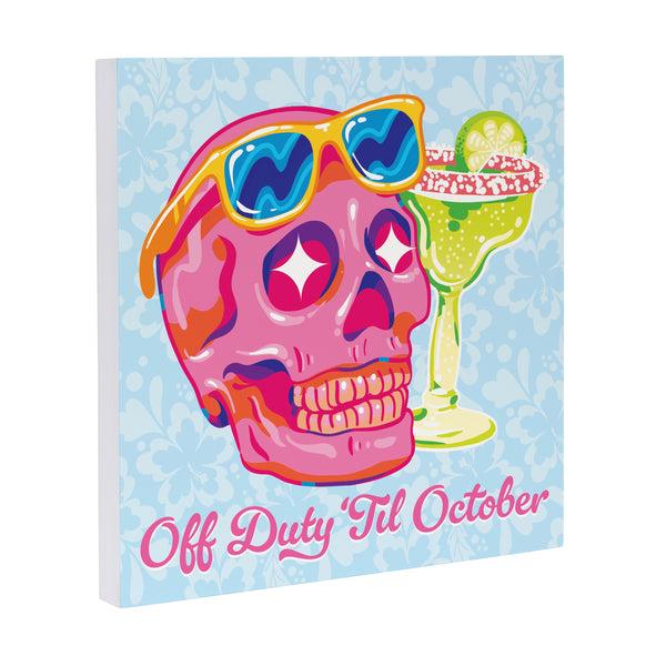 Plow & Hearth Summerween Indoor Wall Decor Off Duty Skull 12" L X 12" H