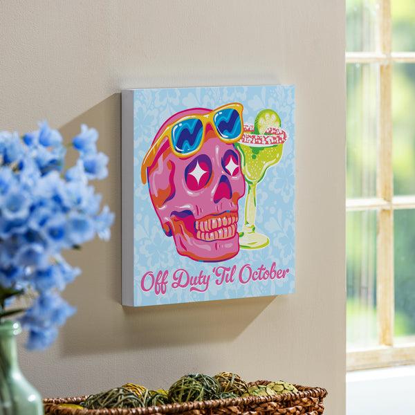plow & hearth Summerween Indoor Wall Decor Off Duty Skull 12" L x 12" H