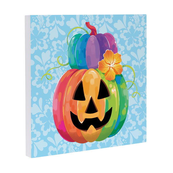 Plow & Hearth Summerween Indoor Wall Decor Tropical Jack O'Lantern 12" L X 12" H