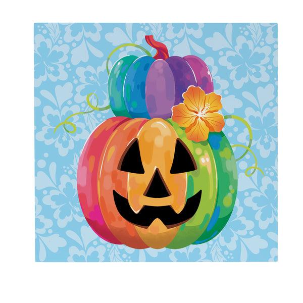 Plow & Hearth Summerween Indoor Wall Decor Tropical Jack O'Lantern 12" L X 12" H