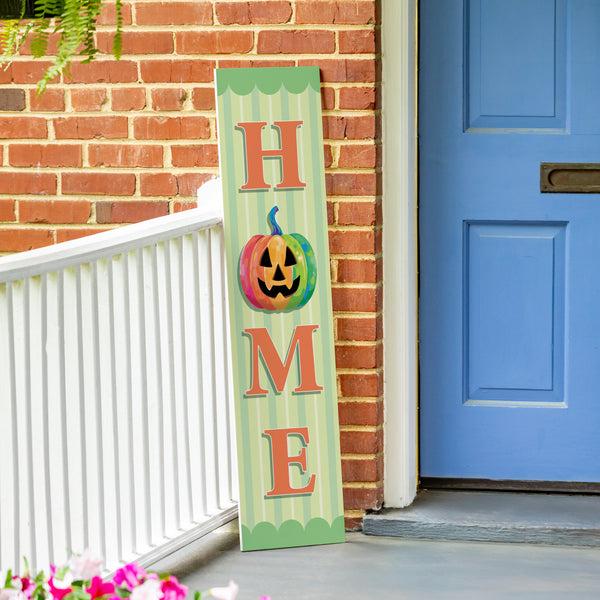 plow & hearth Summerween Porch Leaner Tropical Jack O' Lantern "Welcome" 46"H