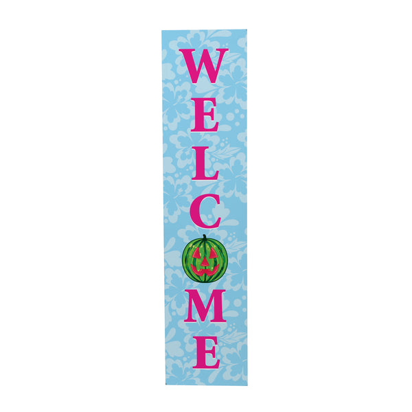 Plow & Hearth Summerween Porch Leaner Watermelon Pumpkin "Welcome" 46"H