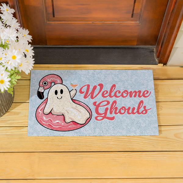 Plow & Hearth Summerween Welcome Ghouls PVC Mat 28"x16”