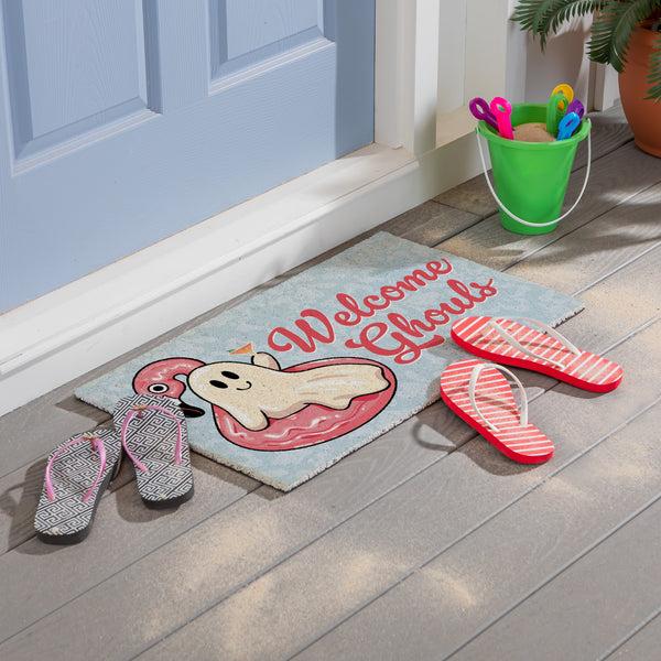 plow & hearth Summerween Welcome Ghouls PVC Mat 28"x16”